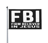 Drapeau du FBI Firm Believer In Jesus 3x5, décoration murale extérieure double face unique pour pelouse 3x5 pieds, tapisserie du FBI Firm Believer in Jesus pour chambre
