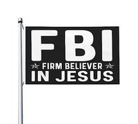 Drapeau du FBI Firm Believer In Jesus pour chambre d'adolescent, bannière extérieure double face pour chambre de garçons 0,9 x 1,5 m, tapisserie FBI Firm Believer In Jesus pour salon