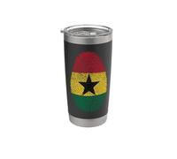 Drapeau du Ghana - Empreinte digitale - Maison fière Ghanaian Gobelet isotherme en acier inoxydable double paroi