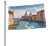 Drapeau du Grand Canal en Italie 2 x 3 pieds, impression recto verso, drapeaux de jardin pour bannière extérieure avec œillets, toile de fond photo pour décoration intérieure et extérieure