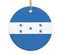 Drapeau du Honduras 7,4 cm Pendentif en céramique Décoration de Noël Convient pour la décoration de rebords de fenêtre, cheminées et chambres à coucher