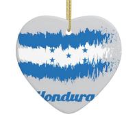 Drapeau du Honduras bleu - Décoration de Noël - Cadeau de Noël à suspendre en forme de cœur - En céramique
