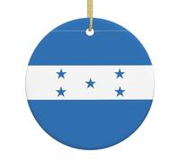 Drapeau du Honduras - Ornements ronds en céramique imprimés pour Noël - Convient pour les fêtes de fin d'année et les décorations de cheminée.