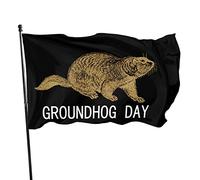 Drapeau du Jour de la Marmotte aux États-Unis 3x5 pieds Bannière Affiche Toile de Fond Décorative Décoration Murale Polyester S'applique au Jardin Cour Maison Dindoor Extérieur