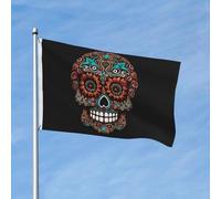 Drapeau du jour des morts en sucre - 9,1 x 1,5 m - Robuste - Double face - Grand drapeau de cour pour l'extérieur - Bannière de vacances avec œillets, drapeaux d'extérieur - Décoration murale