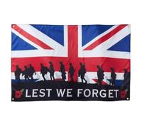 Drapeau du jour du Souvenir « Lest We Forget » - 90 x 150 cm - 4 œillets - Pour intérieur/extérieur