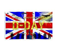 Drapeau Du Jour J - 90x150cm Drapeau Commémoratif Du Jour J Drapeau D'anniversaire Pour Le Jour J Bannière De Drapeaux Débarquement Normandie Drapeau Du 80e Anniversaire Du Jour J (D)