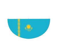 Drapeau du Kazakhstan en demi-cercle à suspendre pour l'extérieur | 1 bannière imperméable et durable à 3 œillets pour porche, clôture et balcon. Événements patriotiques de la fête nationale