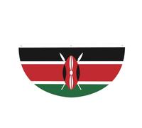 Drapeau du Kenya en demi-cercle à suspendre pour l'extérieur | 1 bannière imperméable et durable à 3 œillets pour porche, clôture et balcon. Événements patriotiques de la fête nationale