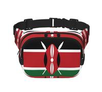 Drapeau du Kenya Sac banane carré double couche Sac à bandoulière / sangle réglable sur la poitrine, pour voyage, entraînement, course à pied, imprimé avec