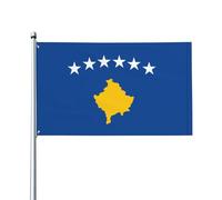 Drapeau du Kosovo imprimé sur un seul côté, 0,9 x 1,5 m, léger et fluide, adapté pour une utilisation en intérieur et en extérieur.