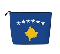 Drapeau du Kosovo Une trousse de maquillage de voyage polyvalente, idéale pour les routines quotidiennes et les voyages d'affaires, Noir , Taille unique, Trousse de toilette