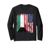 Drapeau du Koweït USA Vieilli - Demi américain Manche Longue
