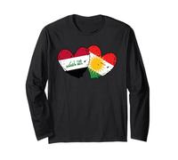 Drapeau du Kurdistan Irak en Forme de cœur Fierté kurde irakienne Manche Longue