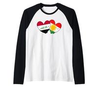 Drapeau du Kurdistan Irak en Forme de cœur Fierté kurde irakienne Manche Raglan