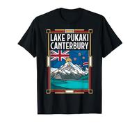 Drapeau du lac Pukaki Nouvelle-Zélande Alpes du Sud Art rétro T-Shirt