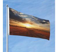Drapeau du lever du soleil sur le terrain 6 x 0,9 m double face sans décoloration Drapeau de jardin Drapeau de cour Drapeau de bienvenue avec bannière extérieure en laiton Décoration pour cour, porche