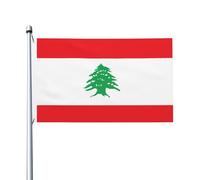 Drapeau du Liban 0,9 x 1,5 m Drapeau double face - Bannière robuste pour décoration extérieure et de jardin, impression double face, facile à installer