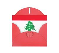 Drapeau du Liban avec boucle d'amour en papier nacré, cadeaux pour cartes d'anniversaire avec feuille d'accessoires, carte de notes, enveloppe