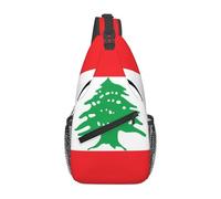 Drapeau du Liban. C'est un sac à bandoulière décontracté pour homme avec une grande capacité de stockage et une poche plaquée de chaque côté.