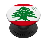 Drapeau du Liban - Cœur du Liban - Fête Nationale fière du Patrimoine PopSockets PopGrip Adhésif