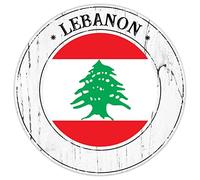 Drapeau du Liban - Décoration murale en métal - Cadeau souvenir du pays du Liban - Affiche vintage en métal - Panneau de bienvenue rond en métal de qualité pour buanderie et salon - 22,9 x 22,9 cm