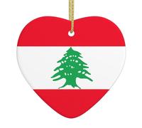 Drapeau du Liban Décorations de Noël pour sapin de Noël avec corde dorée pour décoration de fête à suspendre