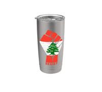 Drapeau du Liban Resist Poing du Liban Révolution Protest Mars Gobelet isotherme en acier inoxydable double paroi