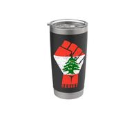 Drapeau du Liban Resist Poing du Liban Révolution Protest Mars Gobelet isotherme en acier inoxydable double paroi