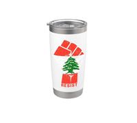 Drapeau du Liban Resist Poing du Liban Révolution Protest Mars Gobelet isotherme en acier inoxydable double paroi