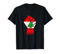 Drapeau du Liban Resist Poing du Liban Révolution Protest Mars T-Shirt Graphique avec Valeur