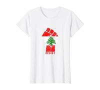 Drapeau du Liban Resist Poing du Liban Révolution Protest Mars T-Shirt Graphique avec Valeur, Femme, Blanc, M