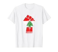 Drapeau du Liban Resist Poing du Liban Révolution Protest Mars T-Shirt Graphique avec Valeur, Homme, Blanc, XL