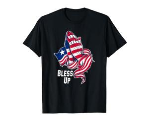 Drapeau du Libéria Bless Up enveloppé Autour des Mains en prière T-Shirt Graphique avec Valeur, Homme, Noir, M