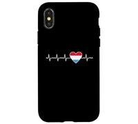 Drapeau du Luxembourg Motif battements de cœur Fiers patrimoines luxembourgeois Coque pour iPhone X/XS