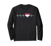 Drapeau du Luxembourg Motif battements de cœur Fiers patrimoines luxembourgeois Manche Longue