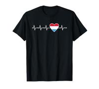 Drapeau du Luxembourg Motif battements de cœur Fiers patrimoines luxembourgeois T-Shirt