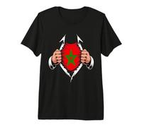Drapeau du Maroc Déchiré Graphique Racines de la fierté T-Shirt Haut de Gamme