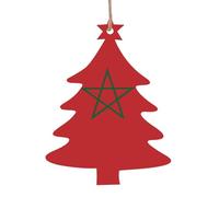 Drapeau du Maroc Décorations de Noël en bois imprimées - Pour décoration de vacances à faire soi-même, idéal pour les pendentifs d'arbre de Noël