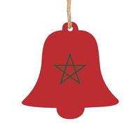Drapeau du Maroc Décorations de Noël en bois imprimées - Pour décoration de vacances à faire soi-même, idéal pour les pendentifs d'arbre de Noël
