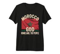 Drapeau du Maroc Dieu Patrie The People National Pride Heritage T-Shirt Haut de Gamme