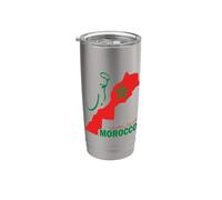 Drapeau du Maroc Dima Maghreb Carte du Maroc Gobelet isotherme en acier inoxydable double paroi