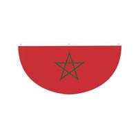 Drapeau du Maroc en demi-cercle à suspendre pour l'extérieur | 1 bannière imperméable et durable à 3 œillets pour porche, clôture et balcon. Événements patriotiques de la fête nationale