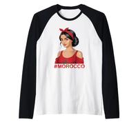 Drapeau du Maroc Messy Bun Girl Racines marocaines Manche Raglan