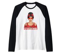 Drapeau du Maroc Messy Bun Girl Racines marocaines Manche Raglan