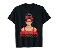 Drapeau du Maroc Messy Bun Girl Racines marocaines T-Shirt