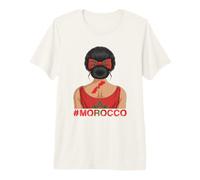 Drapeau du Maroc Messy Bun Girl Racines marocaines T-Shirt Haut de Gamme