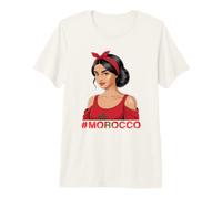 Drapeau du Maroc Messy Bun Girl Racines marocaines T-Shirt Haut de Gamme