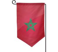 Drapeau du Maroc pour jardin, 32 x 46 cm, bannière décorative de bienvenue pour la famille, à placer à l'extérieur, dans la cour ou sur la boîte aux lettres. Impression recto verso, taille unique, car