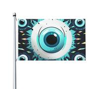 Drapeau du mauvais œil (1) 91 x 152 cm - Drapeau double face avec œillets en laiton - Ne se décolore pas - Décoration d'intérieur ou d'extérieur